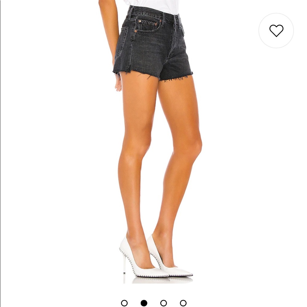 Agolde light black wash cutoff shorts
